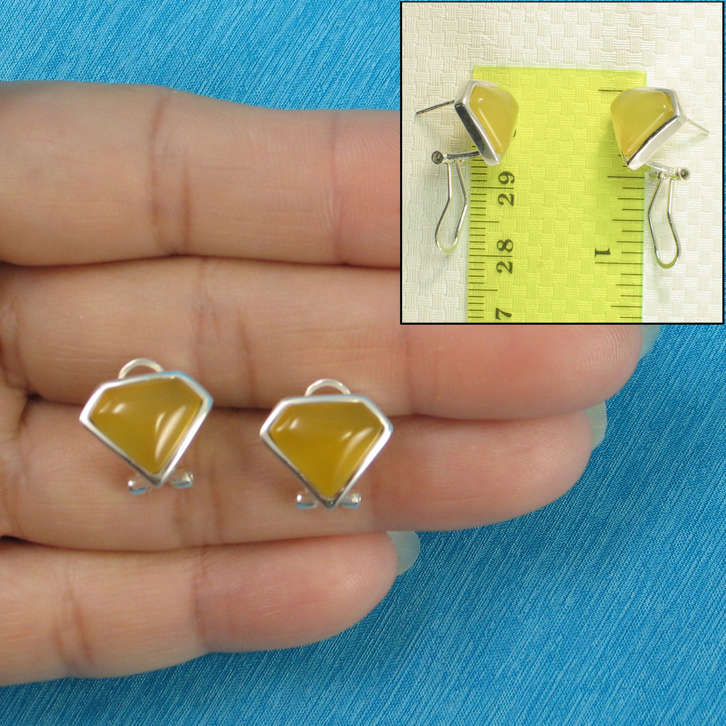 9110784-Solid-Sterling-Silver-Omega-Back-Diamond-Shaped-Yellow-Agate-Earrings