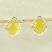 Load image into Gallery viewer, 9110794-Solid-Sterling-Silver-Omega-Back-Rhombus-Yellow-Agate-Earrings