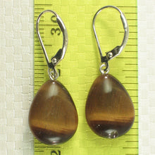 Load image into Gallery viewer, 9110810-Solid-Silver-.925-Leverback-Genuine-Brown-Tiger-Eye-Dangle-Earrings