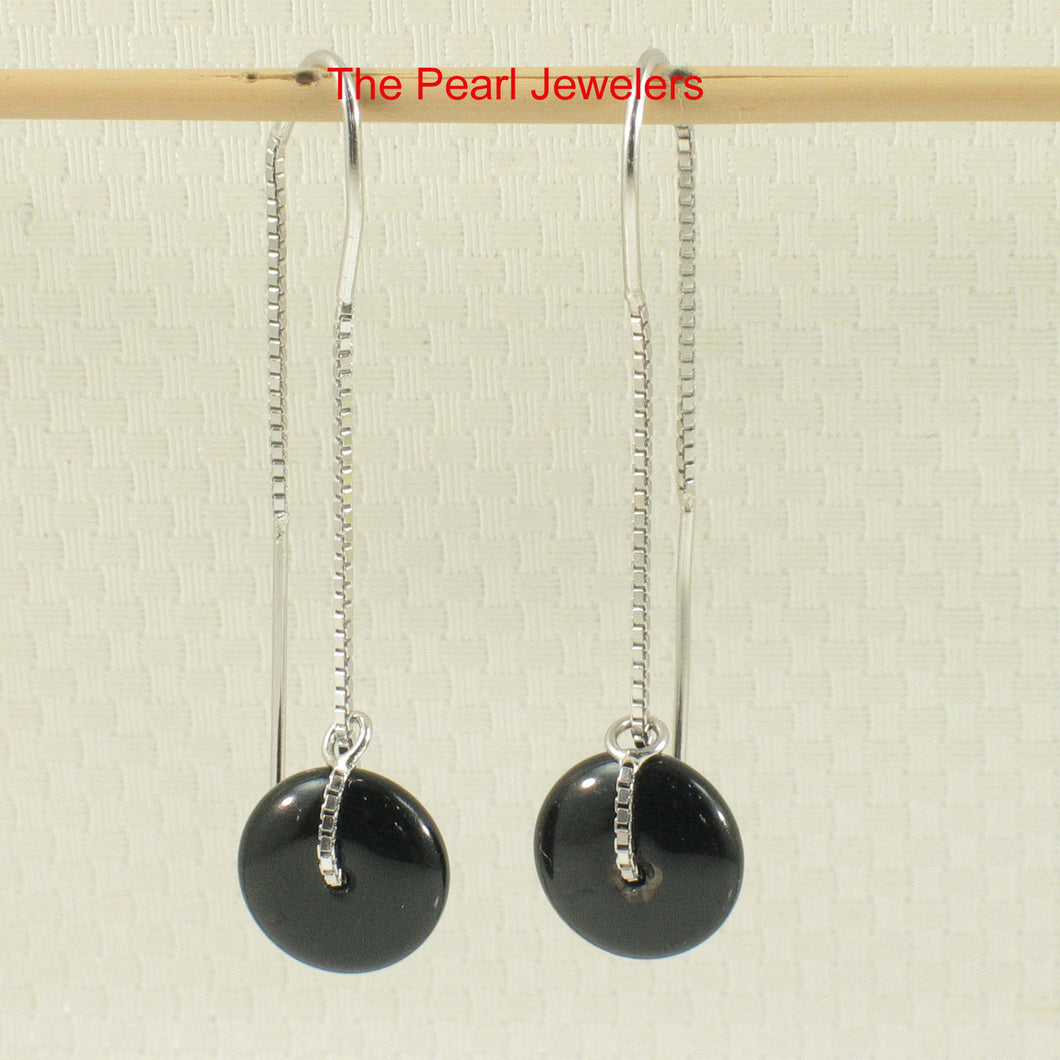 9111011-Solid-Sterling-Silver-Box-Chain-Black-Onyx-Donut-Dangle-Earrings