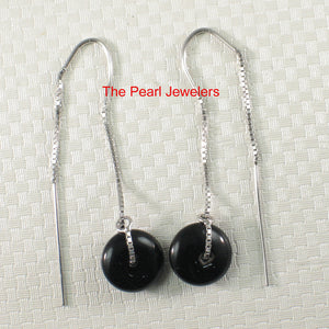 9111011-Solid-Sterling-Silver-Box-Chain-Black-Onyx-Donut-Dangle-Earrings