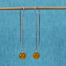 Load image into Gallery viewer, 9111014-Solid-Sterling-Silver-Box-Chain-Golden-Agate-Dangle-Earrings