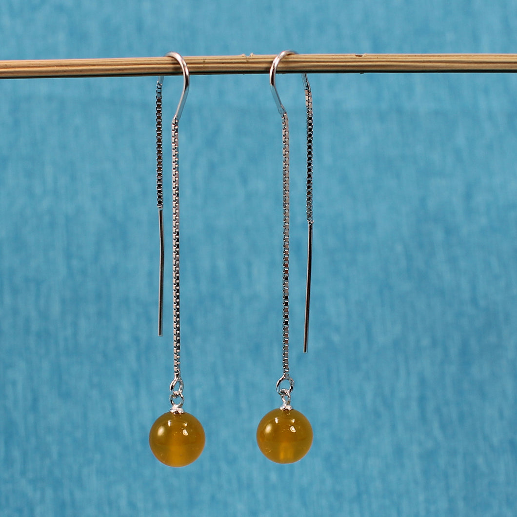 9111014-Solid-Sterling-Silver-Box-Chain-Golden-Agate-Dangle-Earrings