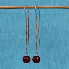 Load image into Gallery viewer, 9111015-Solid-Sterling-Silver-Box-Chain-Genuine-Carnelian-Dangle-Earrings