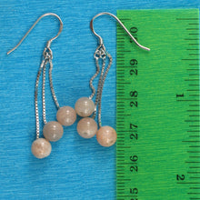 Load image into Gallery viewer, 9111042-Solid-Sterling-Silver-Box-Chain-Genuine-Moon-Stone-Dangle-Earrings