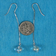 Load image into Gallery viewer, 9111050-Solid-Sterling-Silver-Box-Chain-Genuine-Crystal-Dangle-Earrings