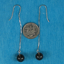 Load image into Gallery viewer, 9111051-Solid-Sterling-Silver-Box-Chain-Genuine-Smoke-Quartz-Dangle-Earrings