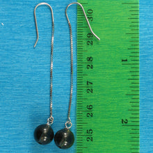 Load image into Gallery viewer, 9111051-Solid-Sterling-Silver-Box-Chain-Genuine-Smoke-Quartz-Dangle-Earrings