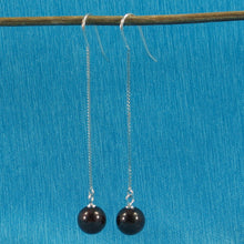 Load image into Gallery viewer, 9111052-Solid-Sterling-Silver-Box-Chain-Genuine-Garnet-Dangle-Earrings