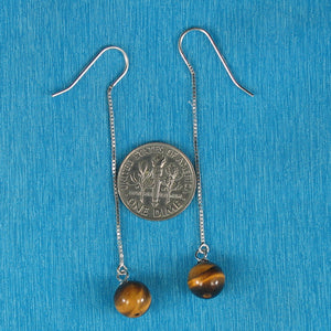 9111057-Solid-Sterling-Silver-Box-Chain-Genuine-Tiger-Eye-Dangle-Earrings