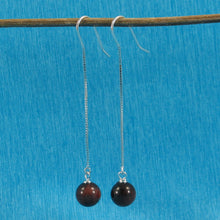 Load image into Gallery viewer, 9111059-Solid-Sterling-Silver-Box-Chain-Red-Tiger-Eye-Dangle-Earrings