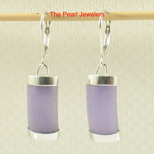 Load image into Gallery viewer, 9111102-Solid-Sterling-Silver-Curved-Lavender-Jade-Dangle-Leverback-Earrings