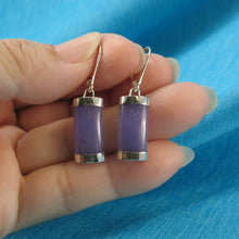 Load image into Gallery viewer, 9111102-Solid-Sterling-Silver-Curved-Lavender-Jade-Dangle-Leverback-Earrings