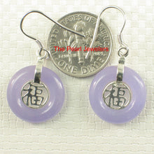 Load image into Gallery viewer, 9111222-Solid-Silver-925-Good-Fortunes-Lavender-Jade-Hook-Dangle-Earrings
