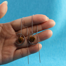 Load image into Gallery viewer, 9111762-Beautiful-Solid-Sterling-Silver-Threader-Tiger-Eye-Heart-Dangle-Earrings