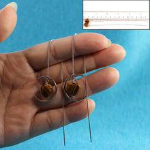 Load image into Gallery viewer, 9111762-Beautiful-Solid-Sterling-Silver-Threader-Tiger-Eye-Heart-Dangle-Earrings