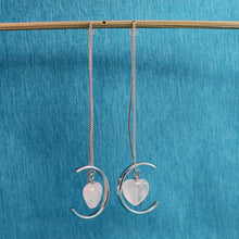 Load image into Gallery viewer, 9111764-Beautiful-Rose-Quartz-Heart-Solid-Sterling-Silver-Threader-Dangle-Earrings