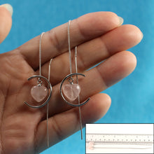 Load image into Gallery viewer, 9111764-Beautiful-Rose-Quartz-Heart-Solid-Sterling-Silver-Threader-Dangle-Earrings