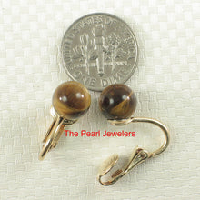 Load image into Gallery viewer, 9112224-Tiger-Eye-1/20-14k-Yellow-Gold-Filled-Non-Pierced-Clip-Earrings