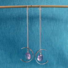 Load image into Gallery viewer, 9112762-Beautiful-Solid-Sterling-Silver-Threader-Faceted-Amethyst-Dangle-Earrings