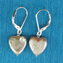 Load image into Gallery viewer, 9113872-Solid-Sterling-Silver-Leverback-Heart-Pink-Coin-Pearl-Dangle-Earrings