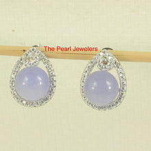 Load image into Gallery viewer, 9119822-Solid-Sterling-Silver-925-Lavender-Jade-Cubic-Zirconia-Stud-Earrings