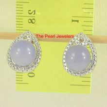 Load image into Gallery viewer, 9119822-Solid-Sterling-Silver-925-Lavender-Jade-Cubic-Zirconia-Stud-Earrings