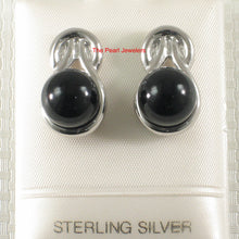 Load image into Gallery viewer, 9119871-Solid-Silver-925-Love-Knot-Rhodium-Finish-Black-Onyx-Stud-Earrings