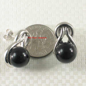 9119871-Solid-Silver-925-Love-Knot-Rhodium-Finish-Black-Onyx-Stud-Earrings