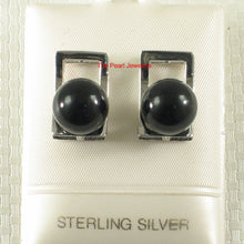 Load image into Gallery viewer, 9119981-Solid-Sterling-Silver-925-Black-Onyx-Bead-Stud-Earrings