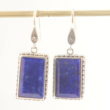 Load image into Gallery viewer, 9120002B-Solid-.925-Sterling-Silver-Gorgeous-Genuine-Blue-Lapis-Lazuli-Hook-Earrings