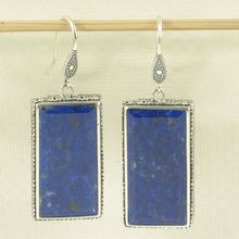 Load image into Gallery viewer, 9120006-Solid-Silver-925-Gorgeous-Genuine-Lapis-Lazuli-Hook-Earrings