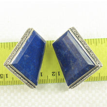 Load image into Gallery viewer, 9120017-Solid-Sterling-Silver-.925-Natural-Blue-Lapis-Lazuli-Omega-Clip-Earrings