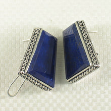 Load image into Gallery viewer, 9120019-Solid-Sterling-Silver-Large-Natural-Blue-Lapis-Lazuli-Omega-Clip-Earrings