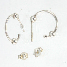 Load image into Gallery viewer, 9130154-Sterling-Silver-14mm-Open-Hoop-With-Bead-Earrings
