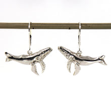 Load image into Gallery viewer, 9130155-Sterling-Silver-Humpback-Whale-Leverback-Earrings