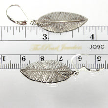 Load image into Gallery viewer, 9130156-Sterling-Silver-Polished-Leverback-Leaf-Textured-Long-Drop-Dangle-Earrings