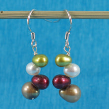 Load image into Gallery viewer, 9130693-Sterling-Silver-Handcrafted-Rainbow-Rice-Pearl-Hook-Earrings