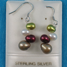 Load image into Gallery viewer, 9130693-Sterling-Silver-Handcrafted-Rainbow-Rice-Pearl-Hook-Earrings