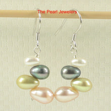 Load image into Gallery viewer, 9130693C-Sterling-Silver-Handcrafted-Multicolor-Rice-Freshwater-Pearl-Hook-Earrings