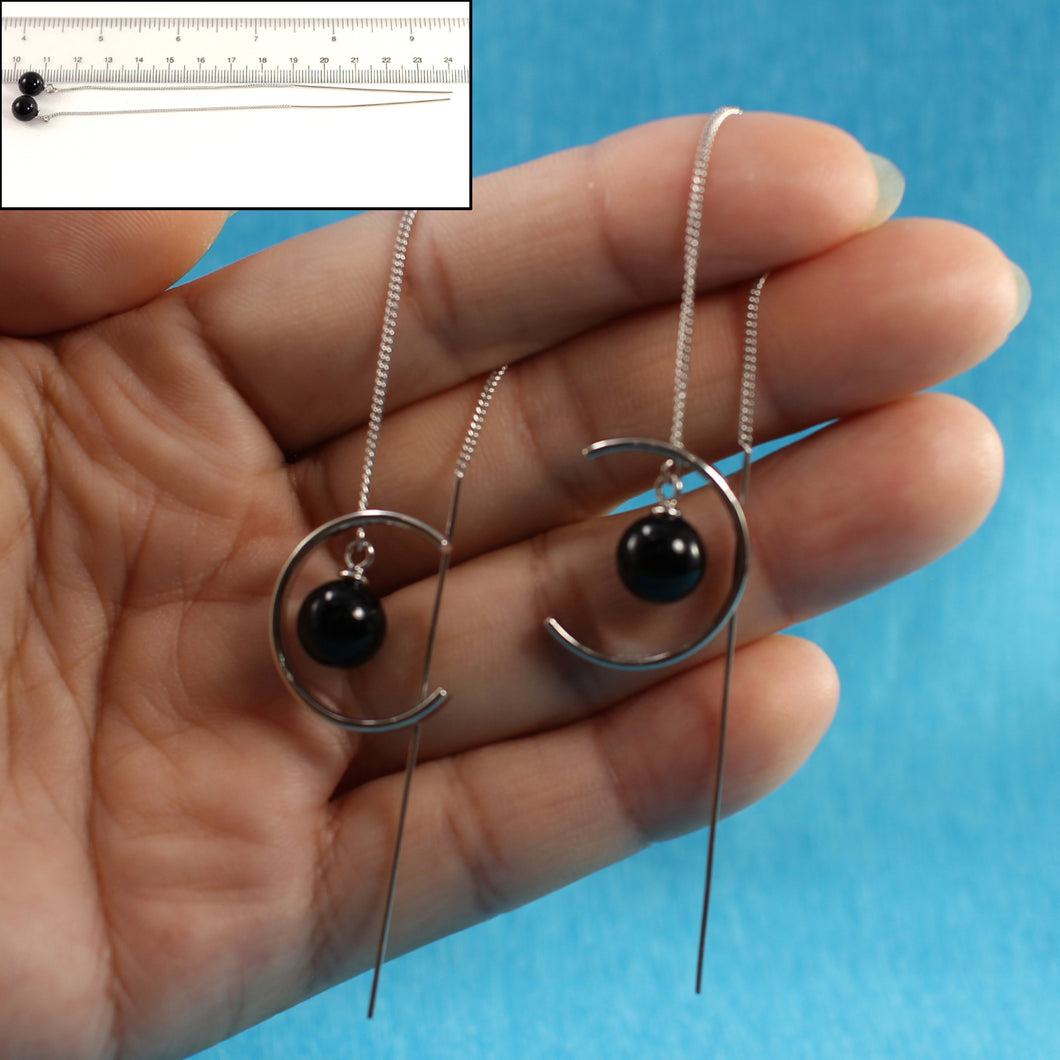 9130761-Beautiful-Solid-Sterling-Silver-Threader-Black-Onyx-Long-Chain-Earrings
