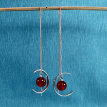 Load image into Gallery viewer, 9130767-Beautiful-Solid-Sterling-Silver-Threader-Carnelian-Long-Chain-Earrings