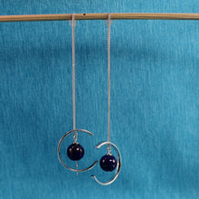 Load image into Gallery viewer, 9130768-Beautiful-Solid-Sterling-Silver-Threader-Blue-Lapis-Long-Chain-Earrings