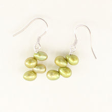 Load image into Gallery viewer, 9130935-Sterling-Silver-Handcrafted-Green-Cultured-Pearl-Hook-Earrings