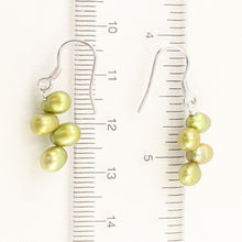 Load image into Gallery viewer, 9130935-Sterling-Silver-Handcrafted-Green-Cultured-Pearl-Hook-Earrings