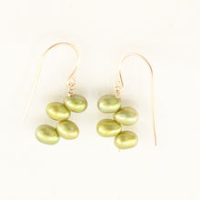 Load image into Gallery viewer, 9130935B-Gold-Filled-Handcrafted-Green-f/w-Cultured-Pearl-Hook-Earrings