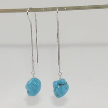 Load image into Gallery viewer, 9131011B-Solid-Silver-925-Box-Chain-Threader-Baroque-Turquoise-Dangle-Earrings