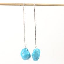 Load image into Gallery viewer, 9131011D-Solid-Silver-925-Box-Chain-Baroque-Turquoise-Dangle-Earrings