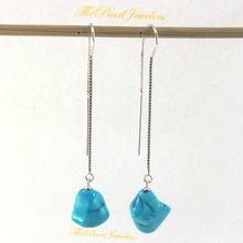 Load image into Gallery viewer, 9131011H-Baroque-Turquoise-Solid-Silver-925-Box-Chain-Threader-Dangle-Earrings