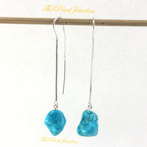 9131011I-Baroque-Turquoise-Solid-Silver-925-Box-Chain-Threader-Dangle-Earrings